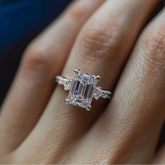 🩵 NEW Stunning square cut 4 carat white sapphire ring 🩵 - Picture 3 of 5